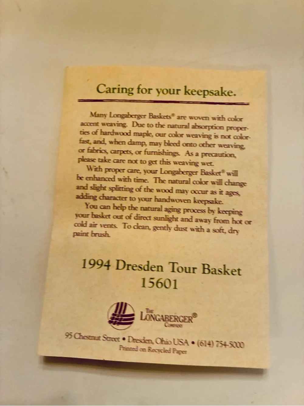 Longaberger 1994 Dresden Basket Combo w/ Family Signatures